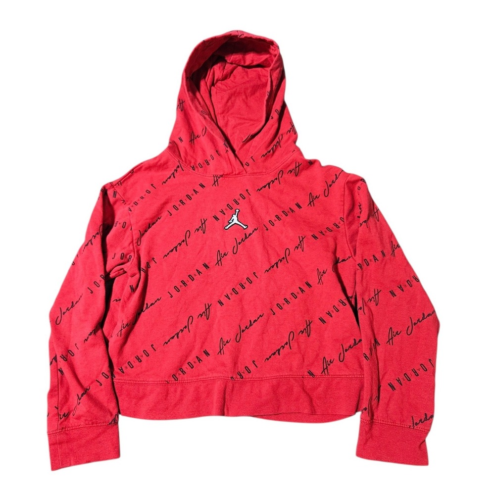 Michael Jordan Air‎ Red Hoodie Girls 12-13 L Years Pullover Print Sweater Nike